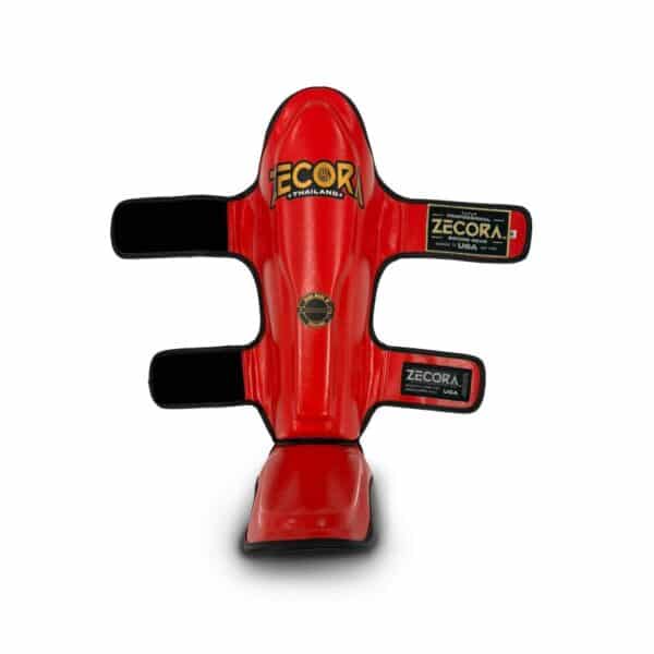 Muay Thai Kickboxing Shin Guards Red - Black - Image 2