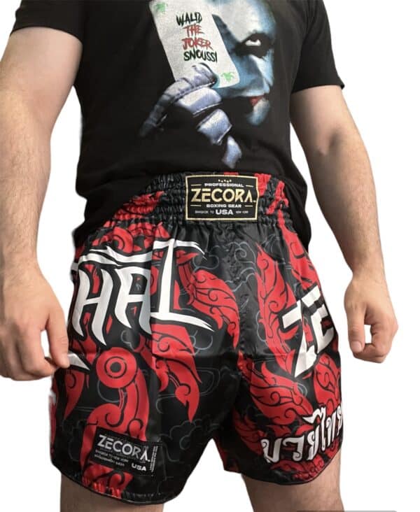 MUAY THAI KICKBOXING ”WARRIOR” RED SHORTS - Image 4
