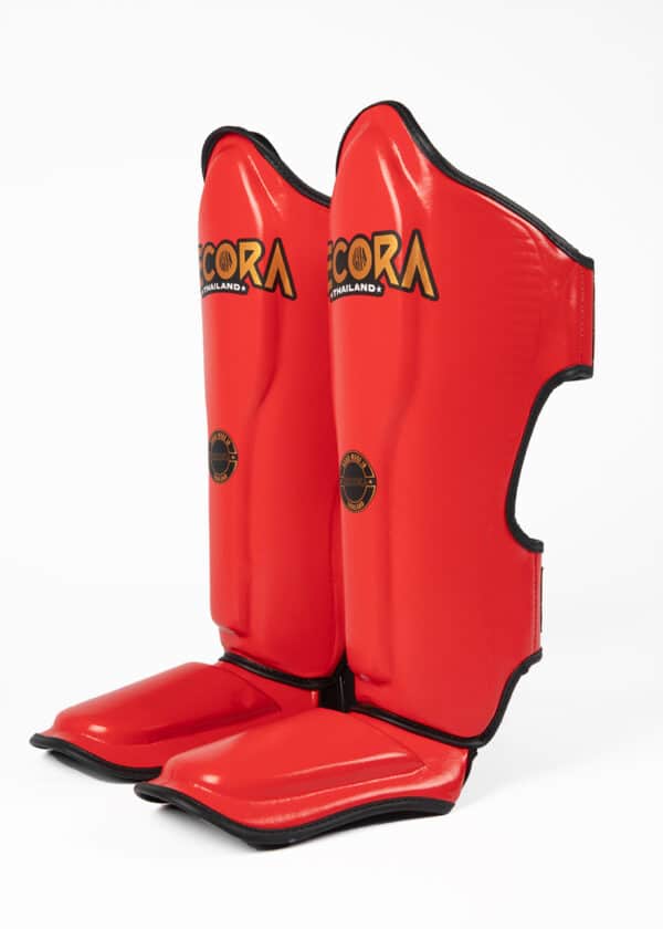Muay Thai Kickboxing Shin Guards Red - Black - Image 6